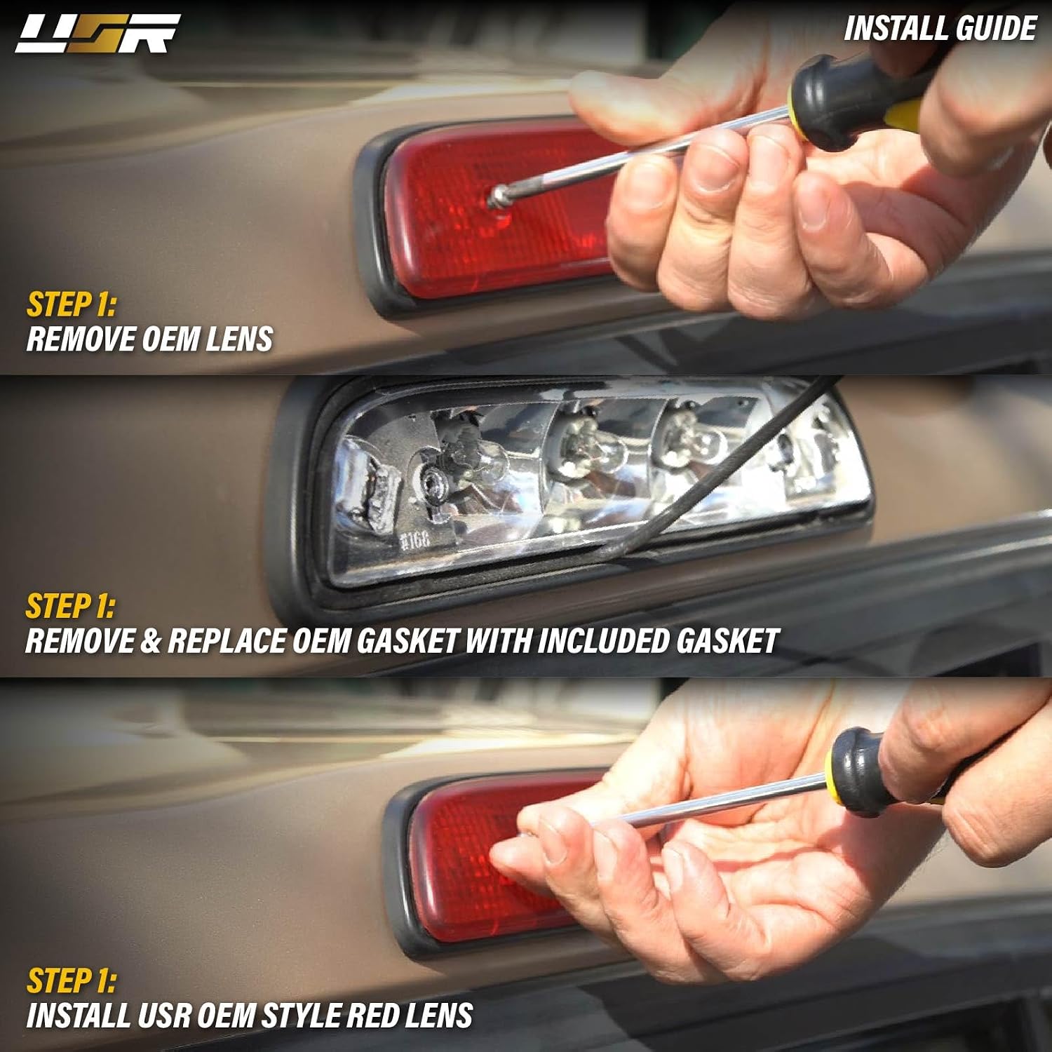 USR UNIQUE STYLE RACING 95-04 RZN140/RZN150 3rd Brake Light OE Red Lens – Rear Top Center Lamps w/Gasket - Compatible with 1995-2004 Toyota Tacoma PickUp Truck – 2WD / 4WD (8157104010/8157204010)