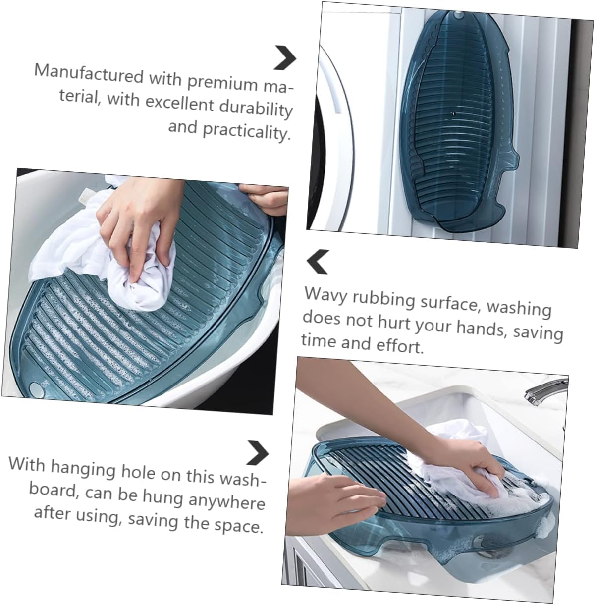 Beavorty Thickened Non-Skid Laundry Washing Board Portable Hand Washing Board for Socks and Underwear Designed for Easy Cleaning with Wavy Surface for Home and Travel