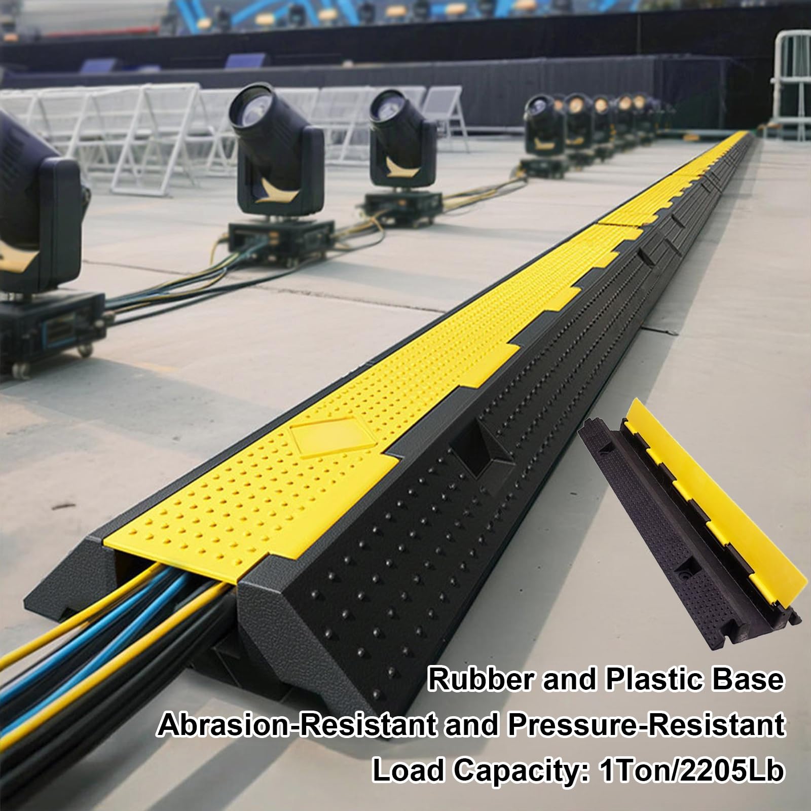 Canalina Passacavi Calpestabile, Passacavi Pavimento in Gomma e Plastica, Dossi Artificiali Modulari per Cavi con Coperchio Superiore Apribile, Capacità di Carico 500 Kg(100*58*12cm/39*23*5in)