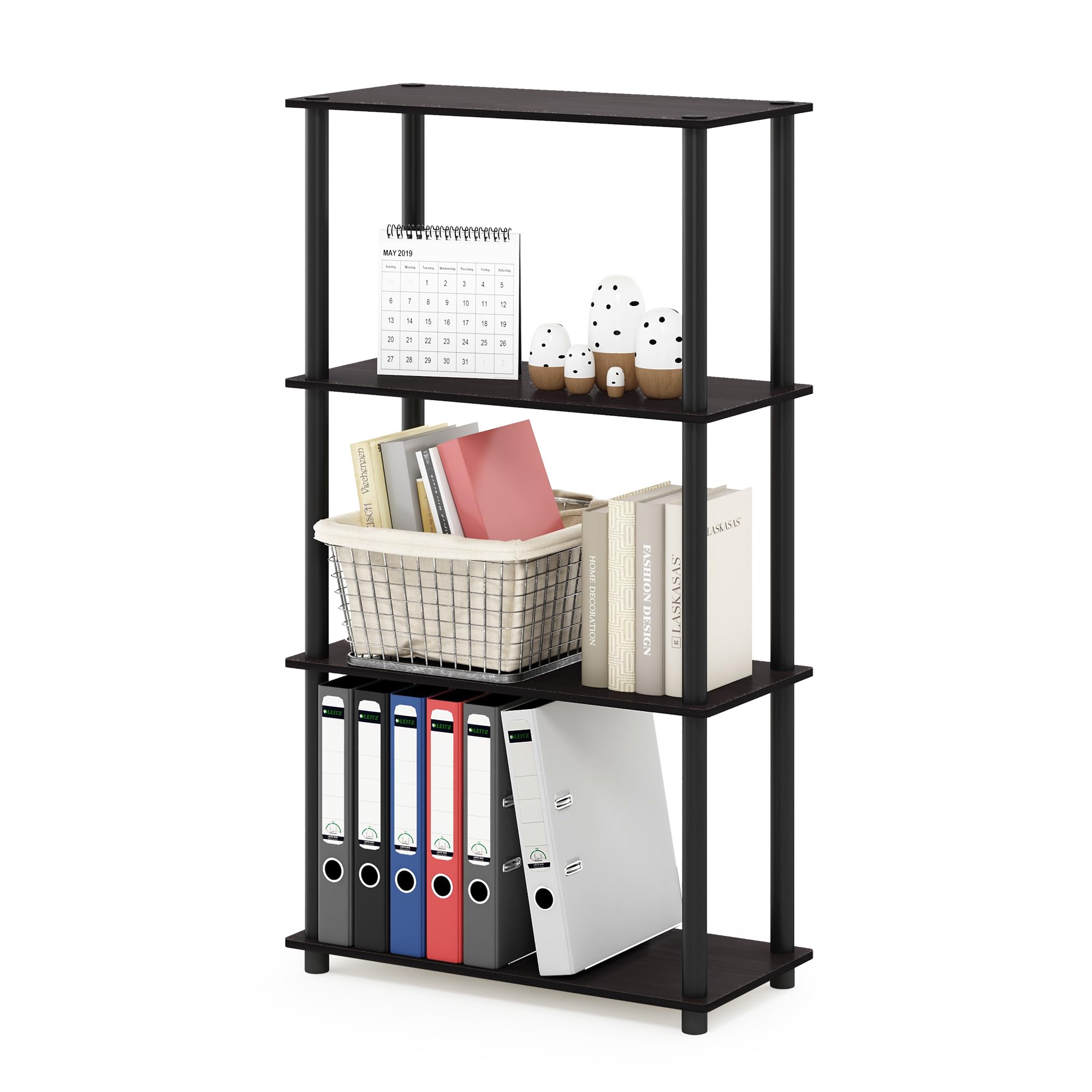 Walplus Furinno Turn-N-Tube 4-Tier Multipurpose Shelf Display RackDark Walnut from B&Q