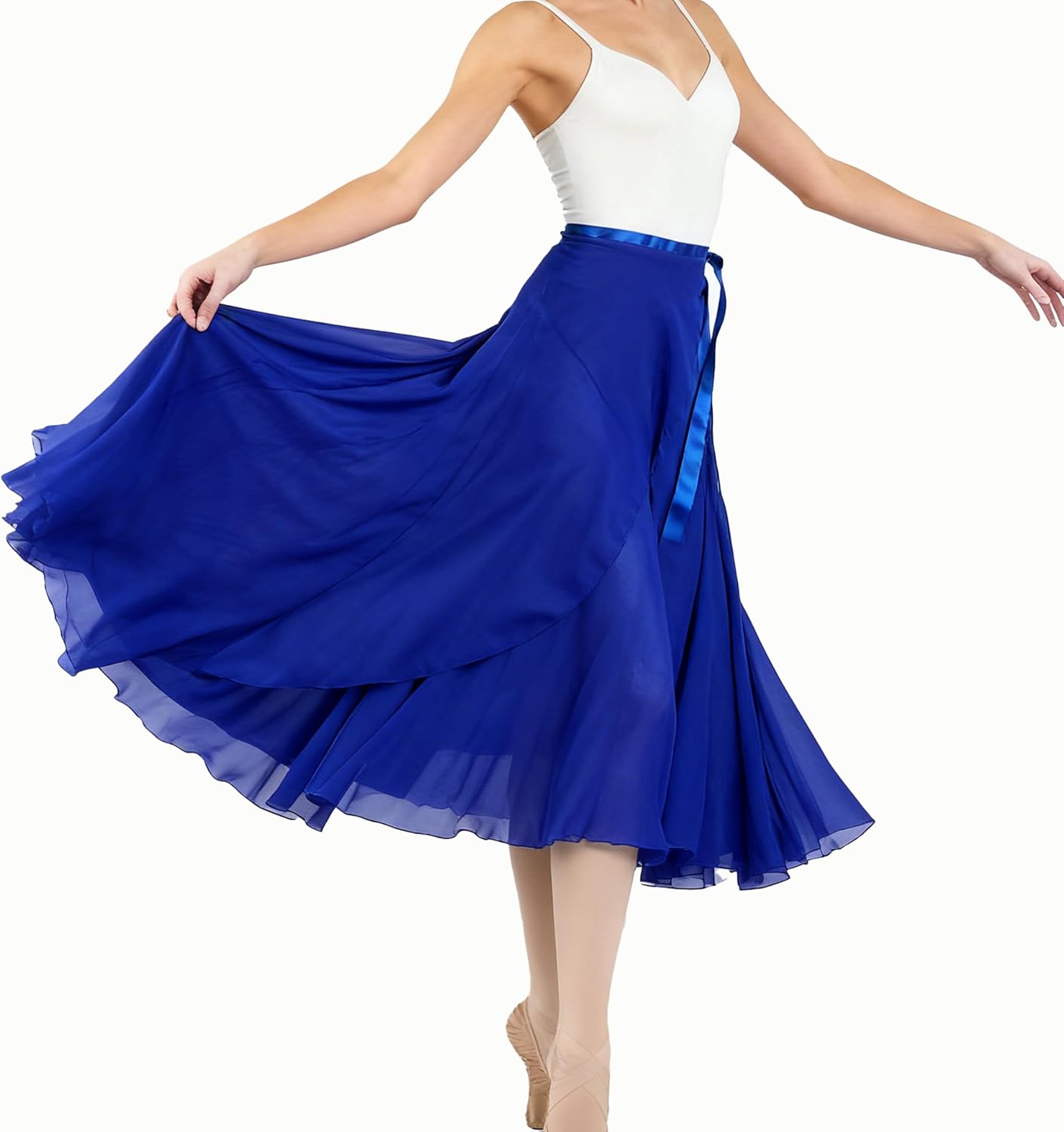 Wuchieal Dance Skirts for Women, Long Chiffon Ballet Skirt, Women's Dance Wrap Skirt with Tie - Image 3