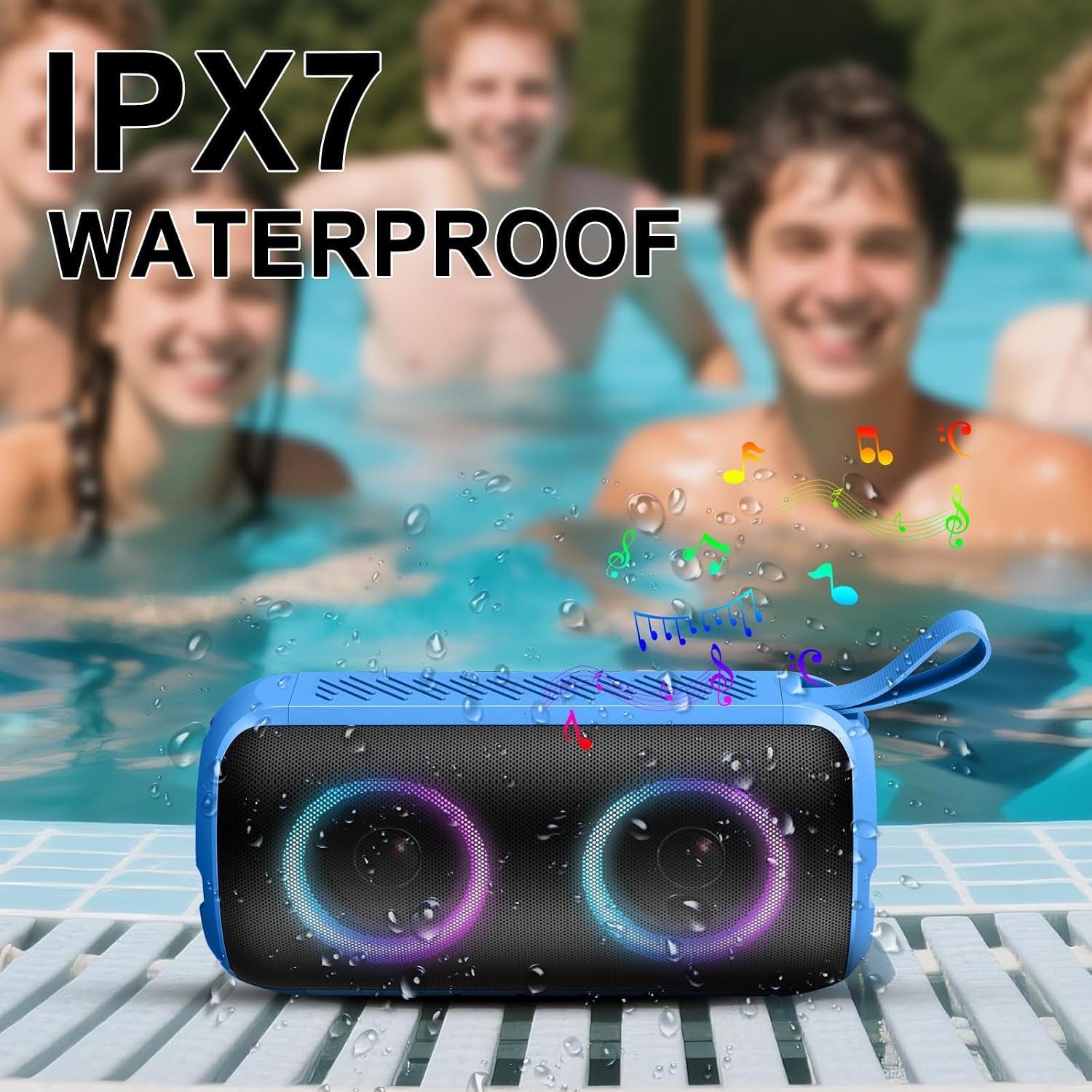 Hupoaf Bluetooth Speaker, 2026 New Portable Wireless Speaker with 6D Loud Sound, IPX7 Waterproof, HD Call, RGB Lights, 12H Playtime for Home/Party/Outdoor/Beach, Electronic Gadgets, Birthday Gift 5