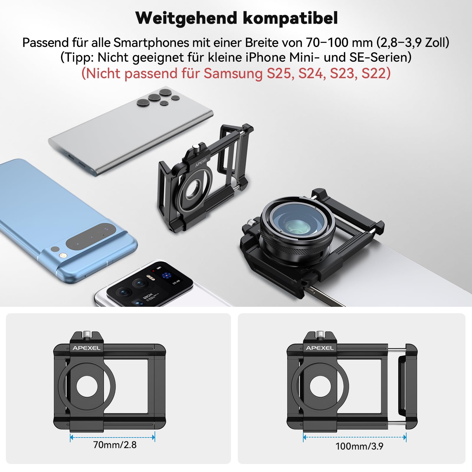 10-20x Zoom-Makroobjektiv-Set mit Fülllicht für Smartphones,Makro-Telefonobjektiv mit universellem Objektivclip,HD-Makrofotografieobjektiv für iPhone und Android-Telefone