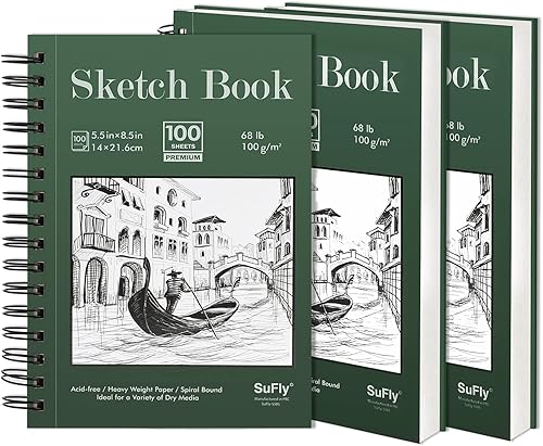 Miniatura 9 de Cuaderno de bocetos para niños, cuaderno de bocetos pequeño, cuaderno de bocetos de 5.5 x 8.5, paquete de 1 (68 libras100 GSM), 100 hojas de bloc de