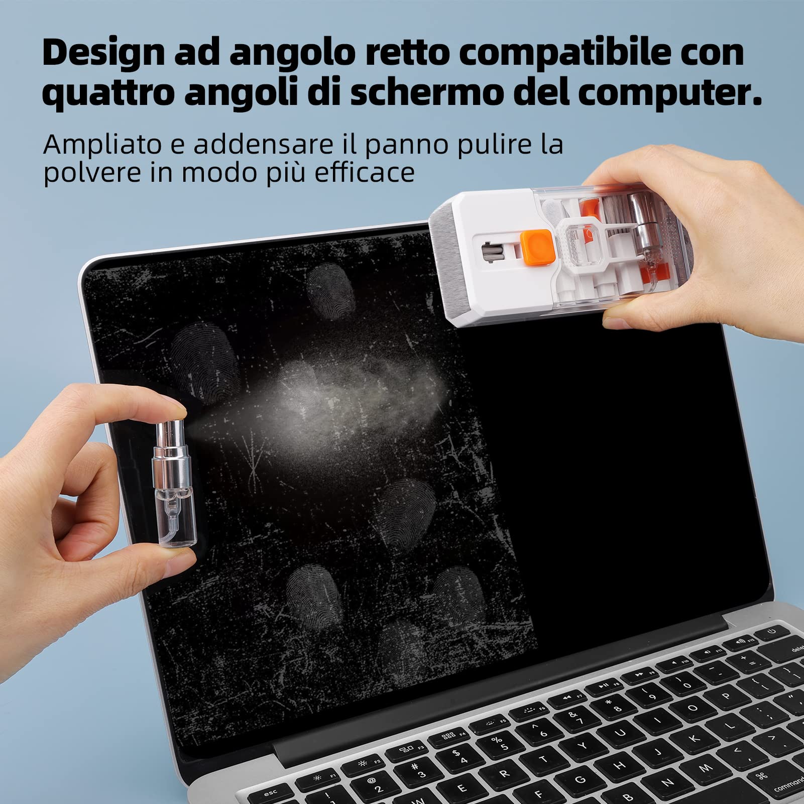 Ordilend Tutto in Uno Kit Pulizia Tastiera pc Computer Laptop Spazzola Pulisci Schermo per airpods iphone ipad macbook Tablet Auricolari Bluetooth Smartphone Earbuds Headphones Fotocamera con brevetto