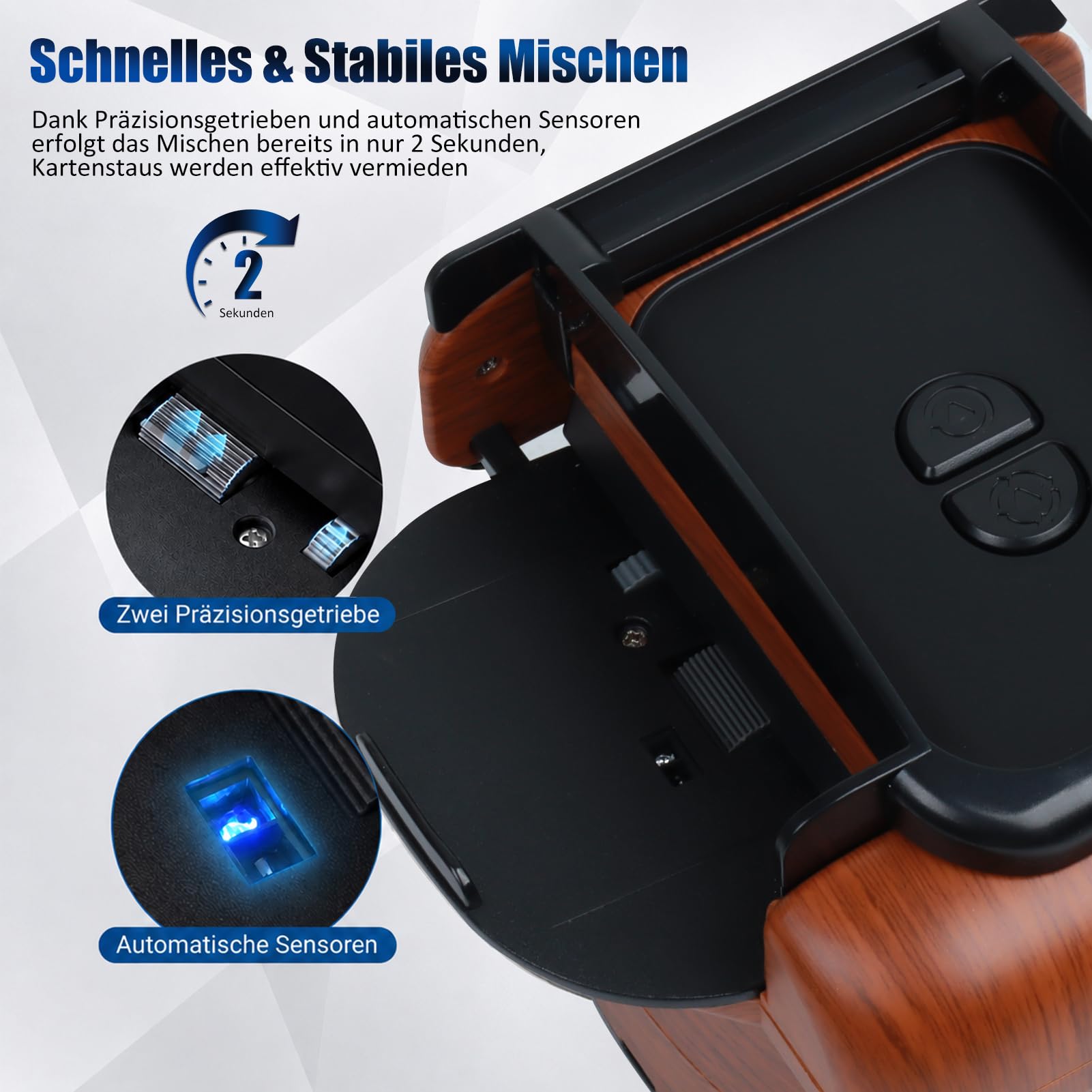 Miscelatore elettrico per 1-4 mazzi, mixer per carte ricaricabile tramite USB, batteria da 2600 mAh, modalità automatica e manuale, dispositivo di miscelazione per carte da poker, UNO, Skip BO