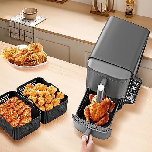 Miniatura 5 de Revestimientos de silicona para freidora de aire Ninja 10QT DoubleStack XL de 2 cestas SL401 SL400 SL451, 2 piezas de revestimientos de silicona