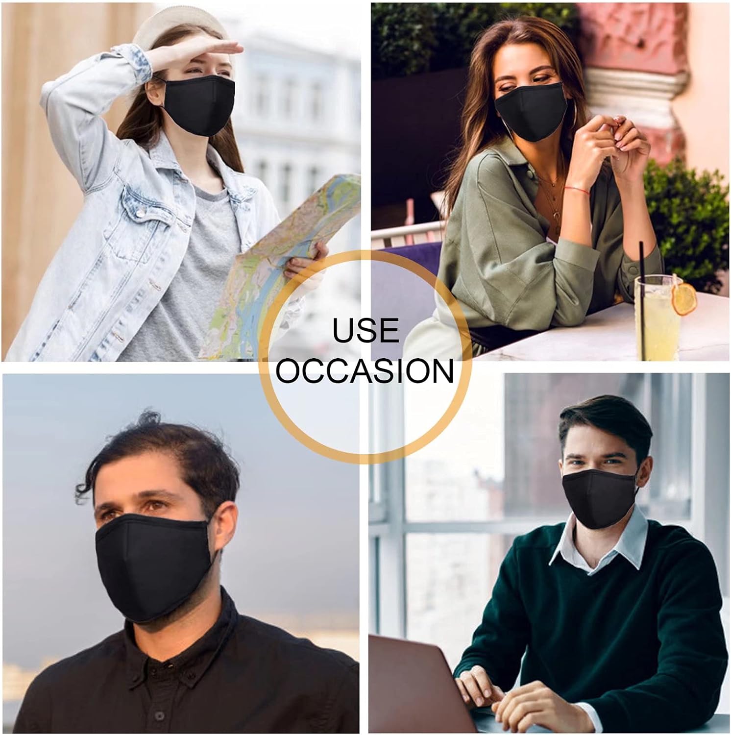 8 Pack Reusable Cloth Face Mask Washable with Adjustable Ear Straps & Nose Wire Comfortable Breathable Adult Cotton Face Masks,3 Ply Safety Mask for Women Men