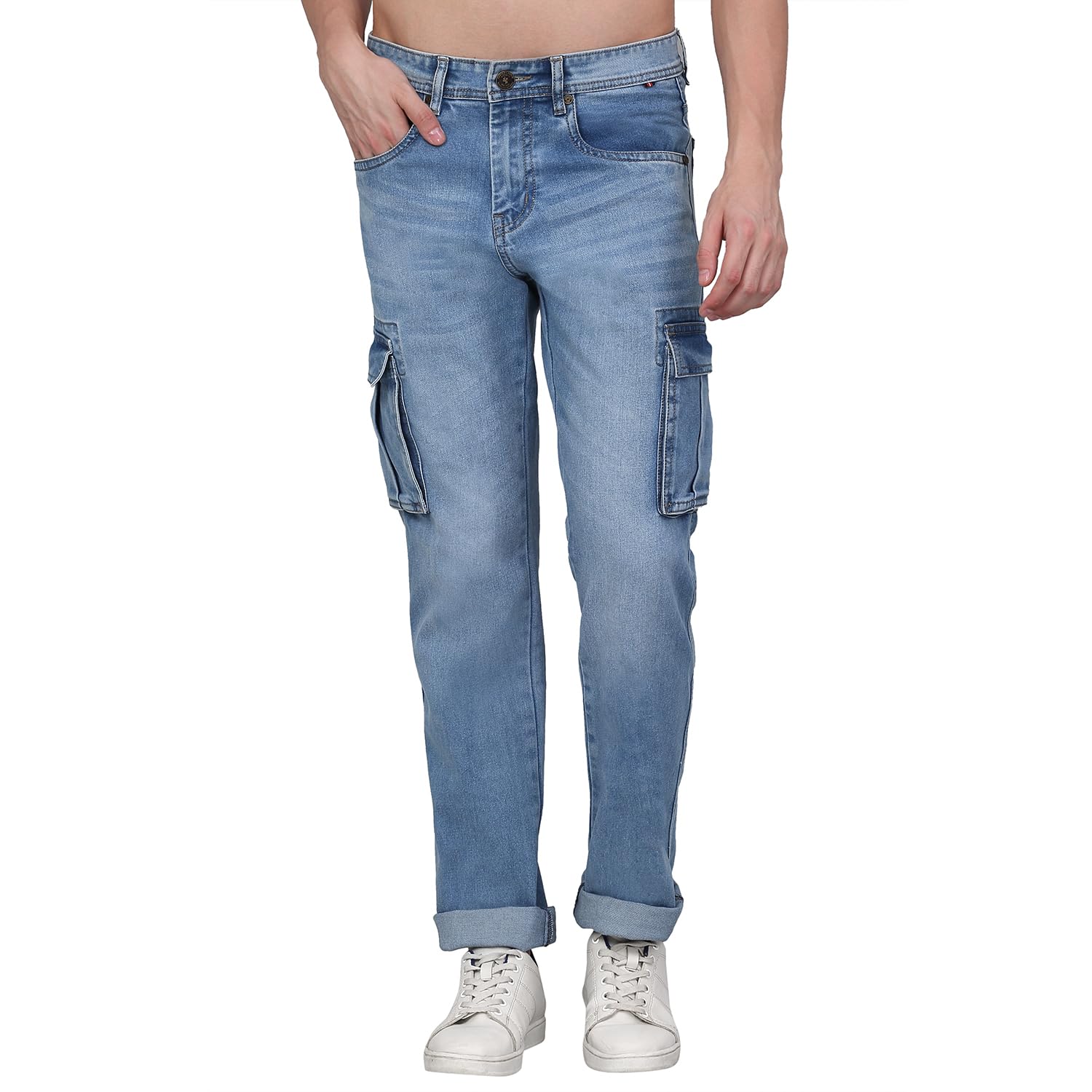 cantabil Men Solid Full Length Regular Fit Denim Cargo Pant | Casual Denim Cargo Pant for Men l Denim Cargo Pant for Men (P_MCRG00011)-picture-32