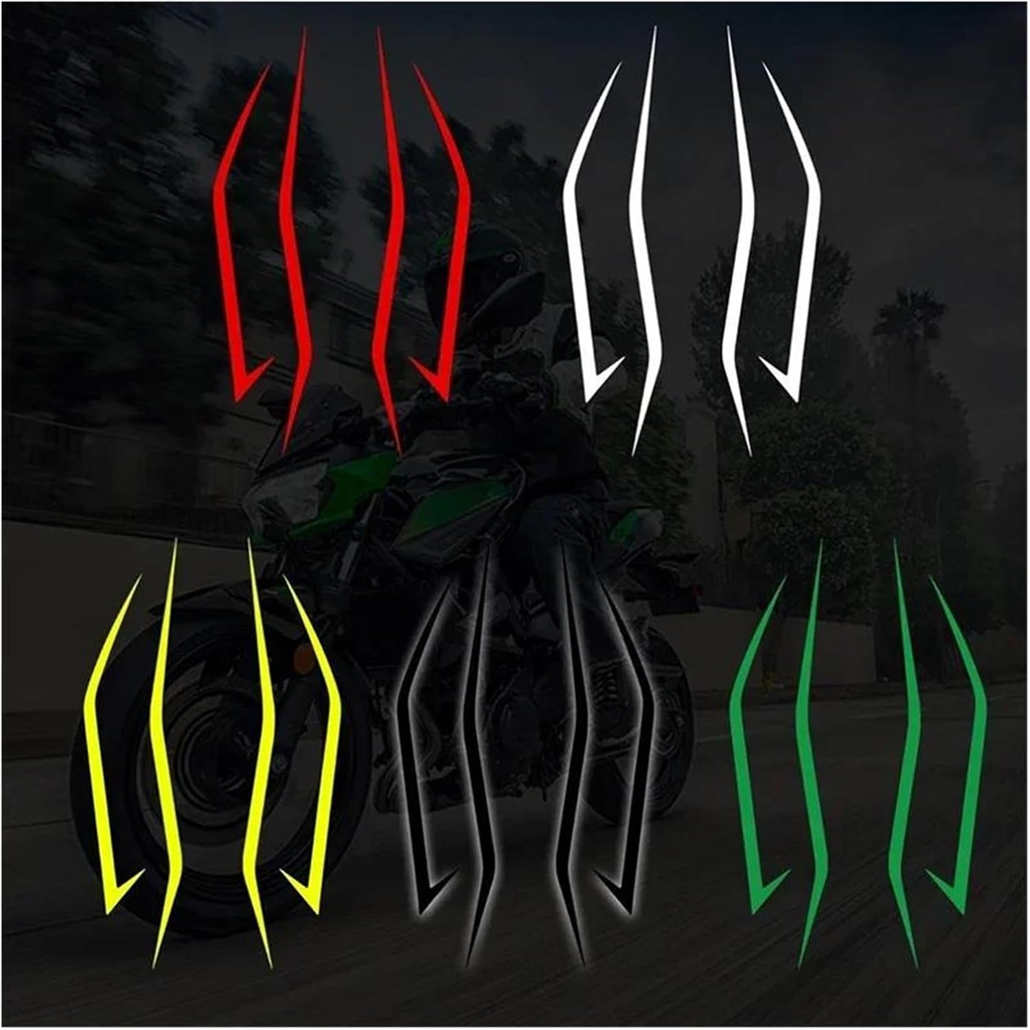 Curvy Motorcycle Fairing Stickers Motorbike Decorative Reflective Front Cowl Headlight Racing Helmet Decals(Fluorescent Yellow)