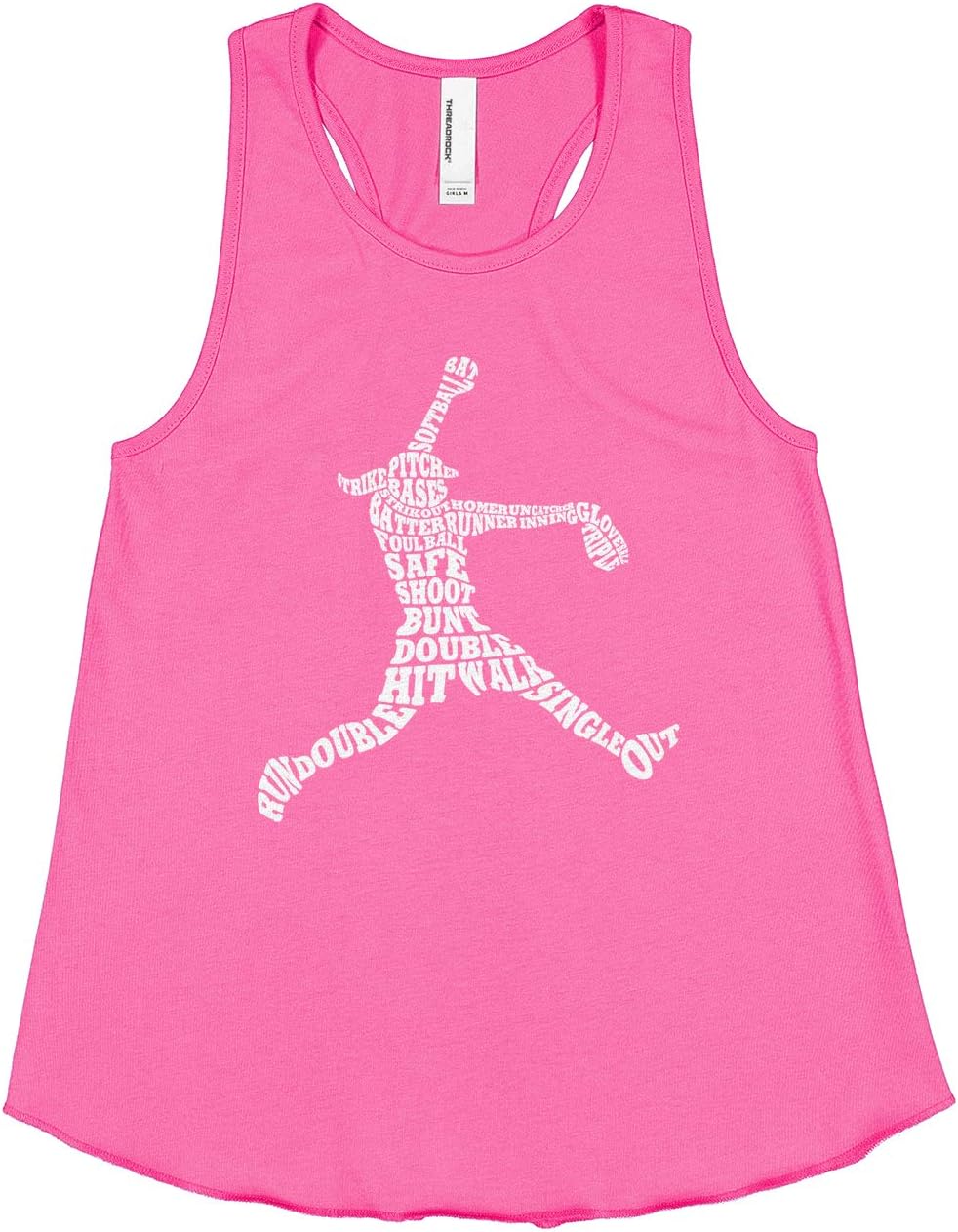 Threadrock Big Girls' Softball Player Typography Racerback Tank Top