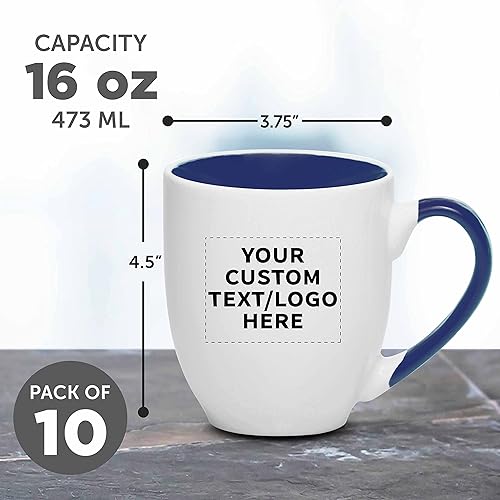Miniatura 39 de Juego de 50 tazas de café grandes estilo bistro personalizadas de 16 onzas, paquete a granel personalizado, perfectas para café, té, expreso, cacao