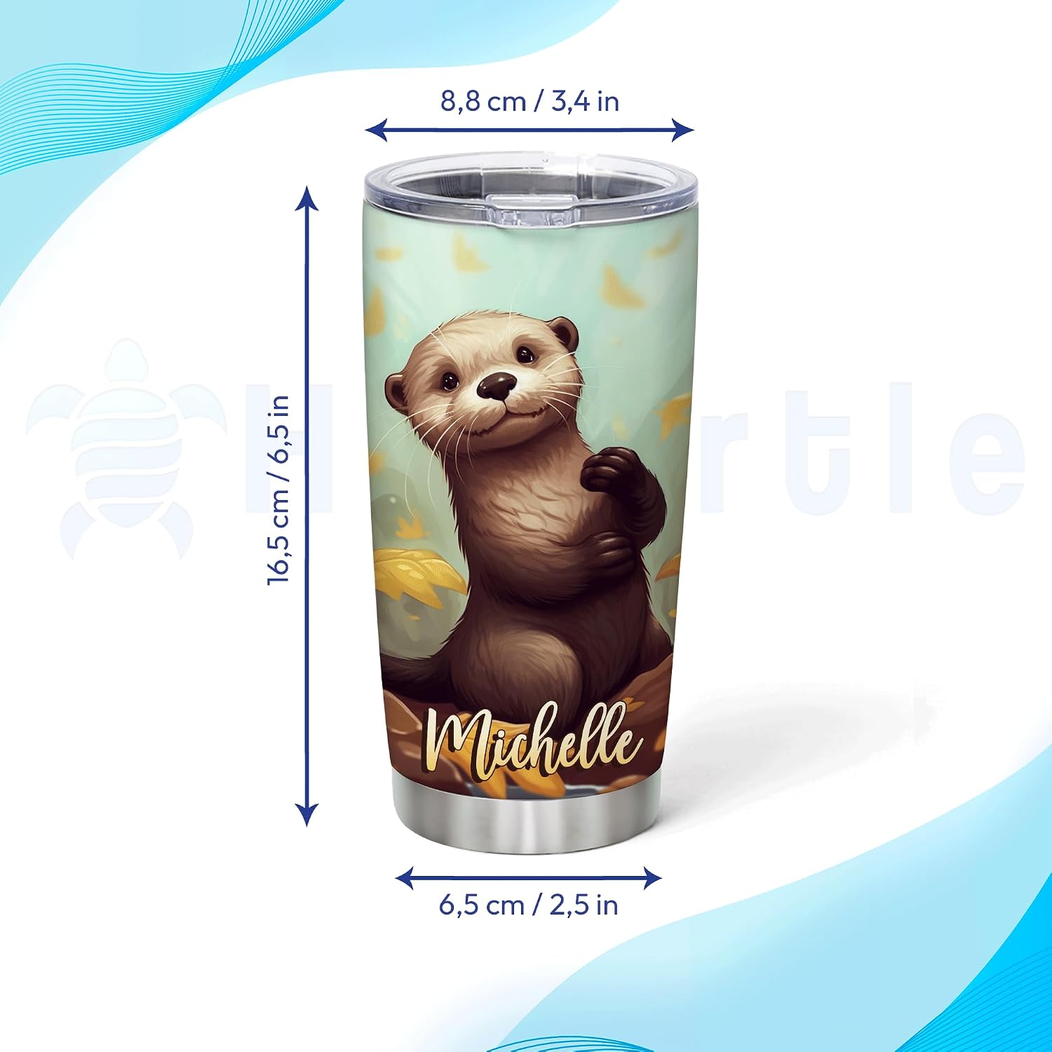 Hyturtle Personalized Gifts For Otter Lover - Otter Is My Spirit Animal Custom Name Stainless Steel Tumbler 20oz With Lid - Idea Sea Animal Lover Gifts For Women Girl On Birthday Christmas