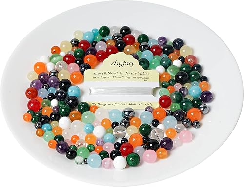 Miniatura 6 de Cuentas redondas de ágata negra natural de 0.394 pulgadas  35 cuentas de piedras preciosas a granel para hacer joyas, pulseras y collares, incluye