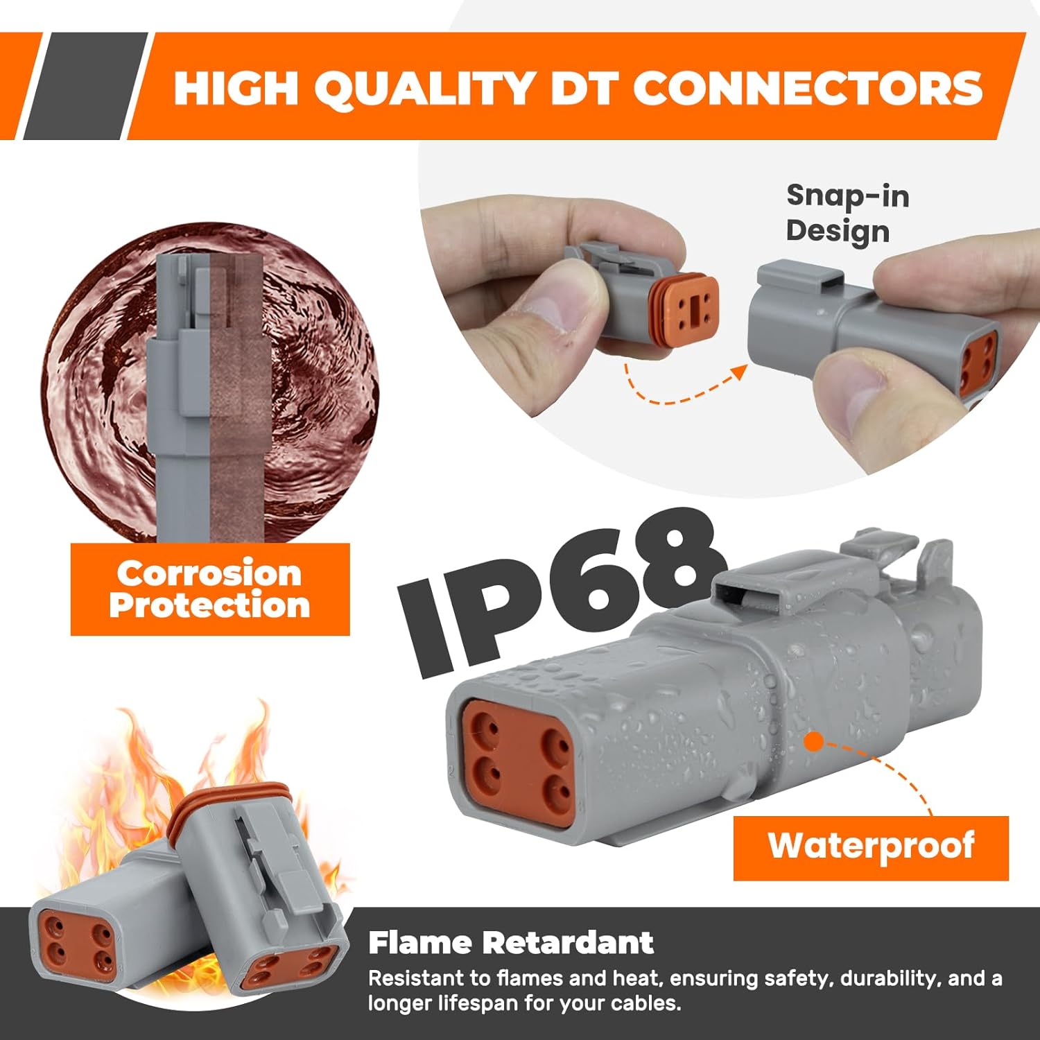 218PCS 12 Kits DT Deutsch Connector Kit with Ratcheting Wire Crimper, 2/3/4/6/8/12 Pin IP68 Waterproof Automotive Electrical Connectors, Size 16 Stamped Contacts for Car Truck Boat Motorcycle