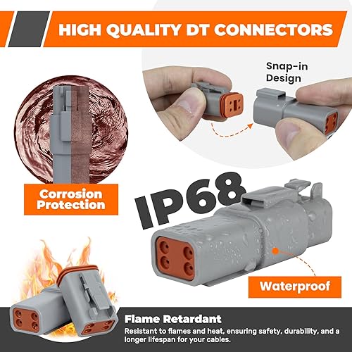 Miniatura 3 de Kit de conectores DT Deutsch de 218 piezas, 12 unidades, con crimpadora de alambre de trinquete, 2346812 pines IP68 impermeables, conectores