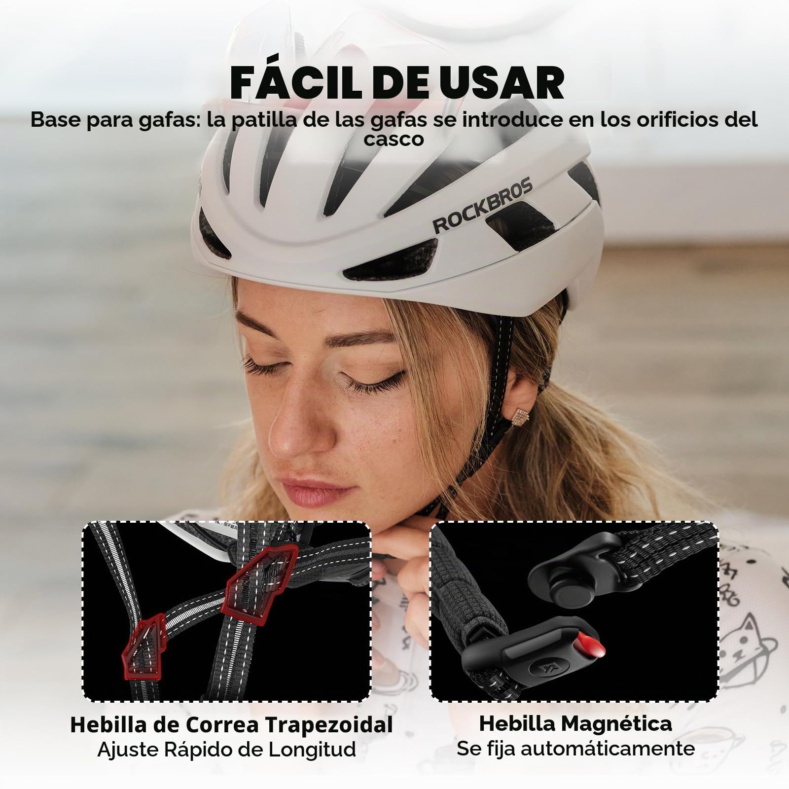 ROCKBROS Casco Bicicleta Adulto Ajustable Casco MTB Hombre Mujer Forro Desmontable para Ciclismo Bicicleta Carretera Montaña Urbana