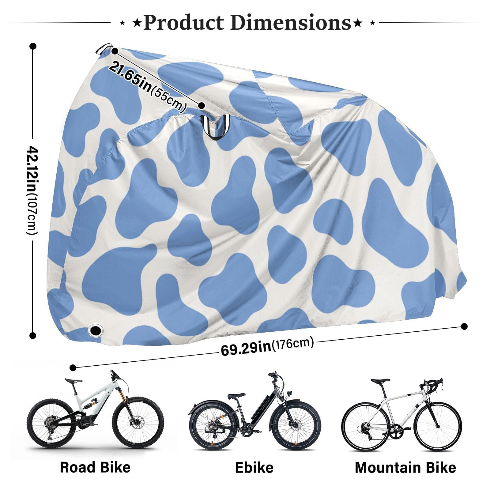Housse de vélo imperméable avec trous de verrouillage pour intérieur et extérieur - Convient pour la plupart des accessoires de vélo - Bleu