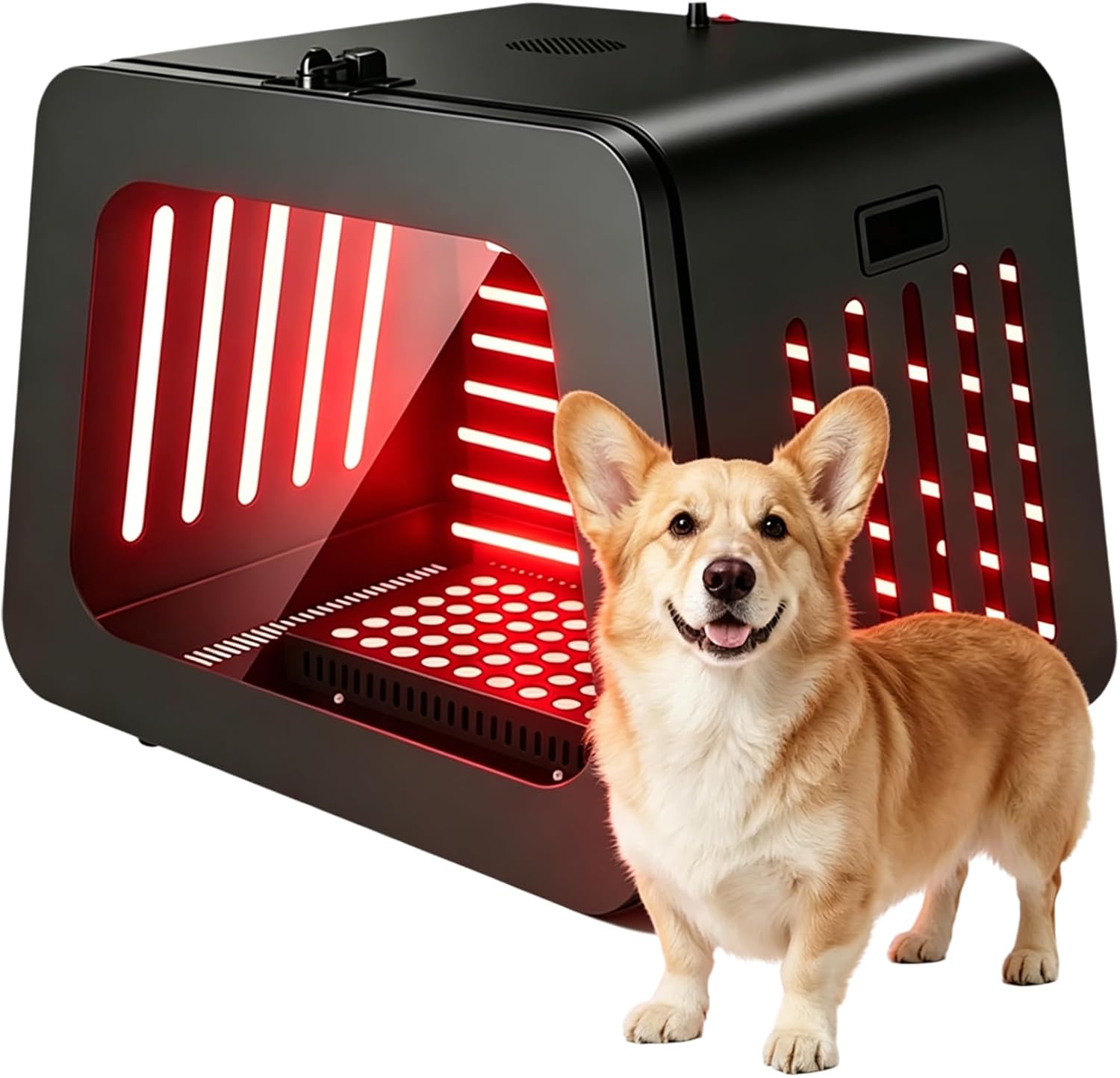 Multi-Wavelength Full Body Pet LED Red Light Therapy Cage | 630/660/810/830/850nm Wavelength, 360° All-round Illumination, Explosion Proof Glass/Raised Base, Casters/Safety Lock