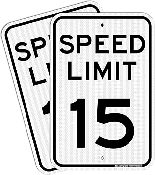 2 pack Speed Limit 15 MPH Sign, 18 x 12 Inches Engineer Grade Reflective Sheeting, Rust Free Aluminum, Weather Resistant, Waterproof, Easy to Mount