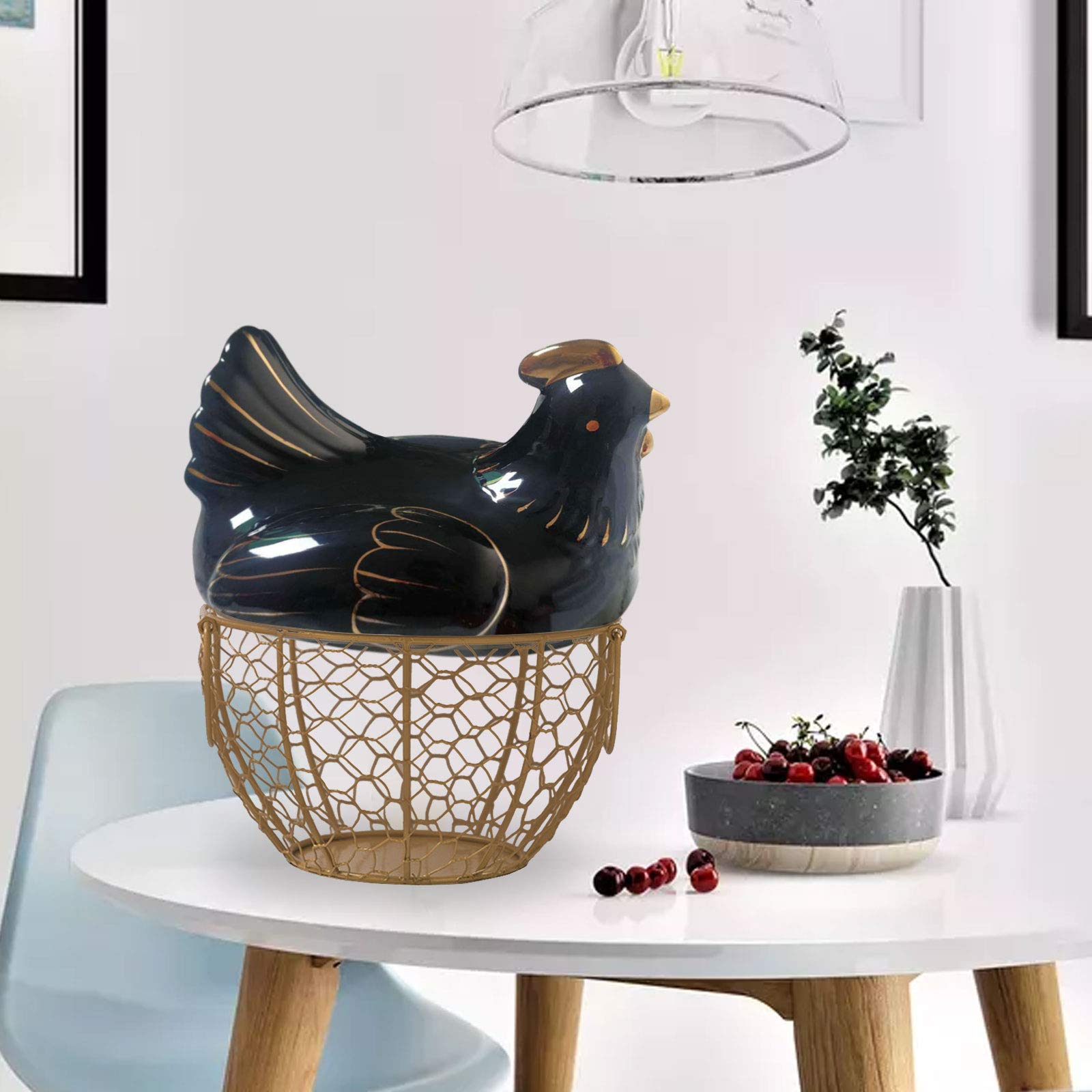 Kip Ontwerp Keramische Ei Opbergmand Ijzeren Mand Decoratieve Keuken