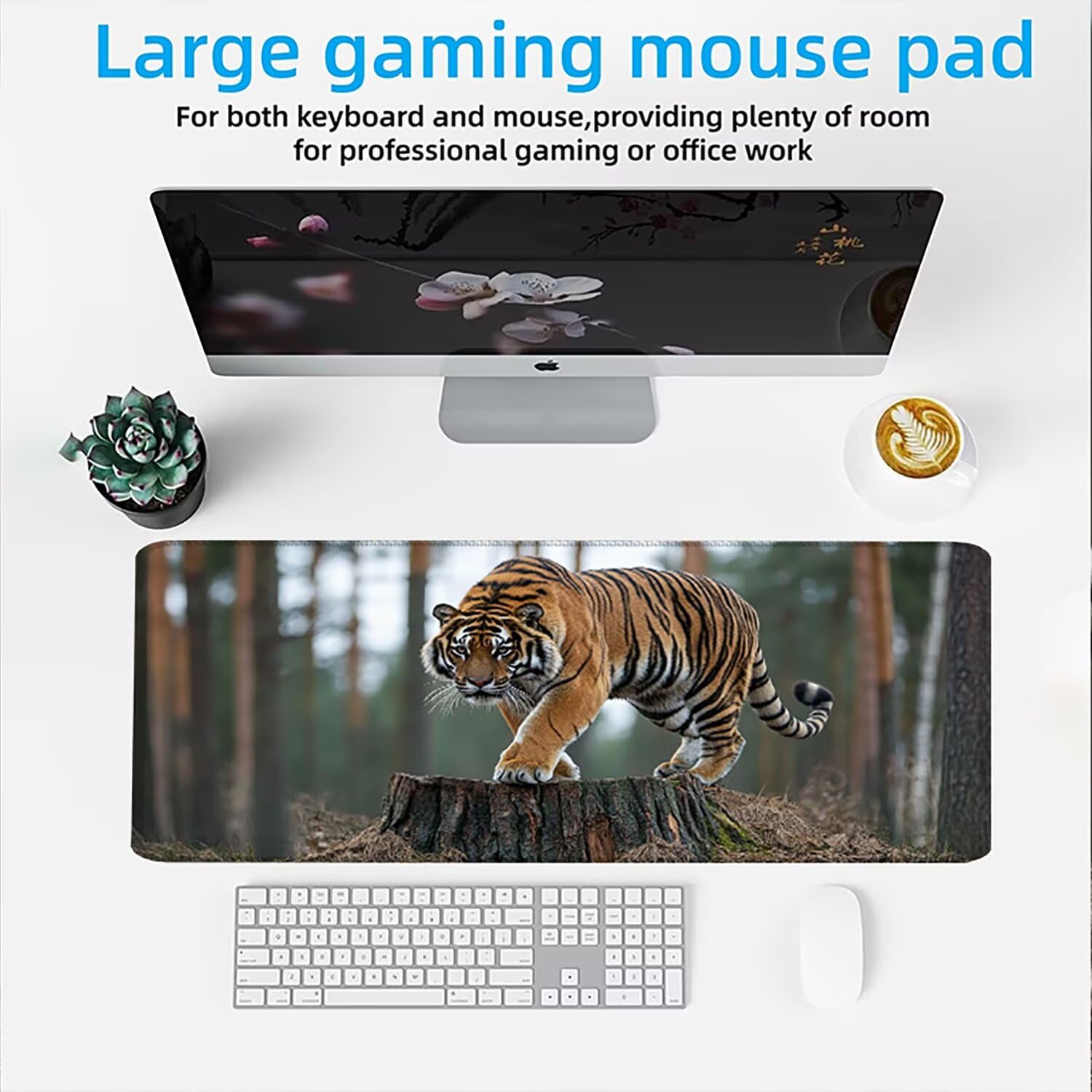 Podkładka pod mysz AAA XXL 1000 x 500 mm duża mata na biurko szyta krawędź wodoodporna antypoślizgowa, laptop poprawia precyzję i szybkość. Gracz, komputer, tygrys zwierzęta 3 w0w-721