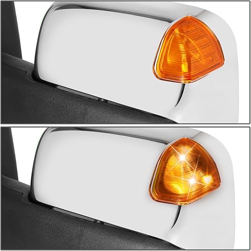 Miniatura 5 de Auto Dynasty Par de espejos retrovisores laterales cromados con luz de señal ámbar compatibles con Dodge Ram 1500 2500 3500 02-09