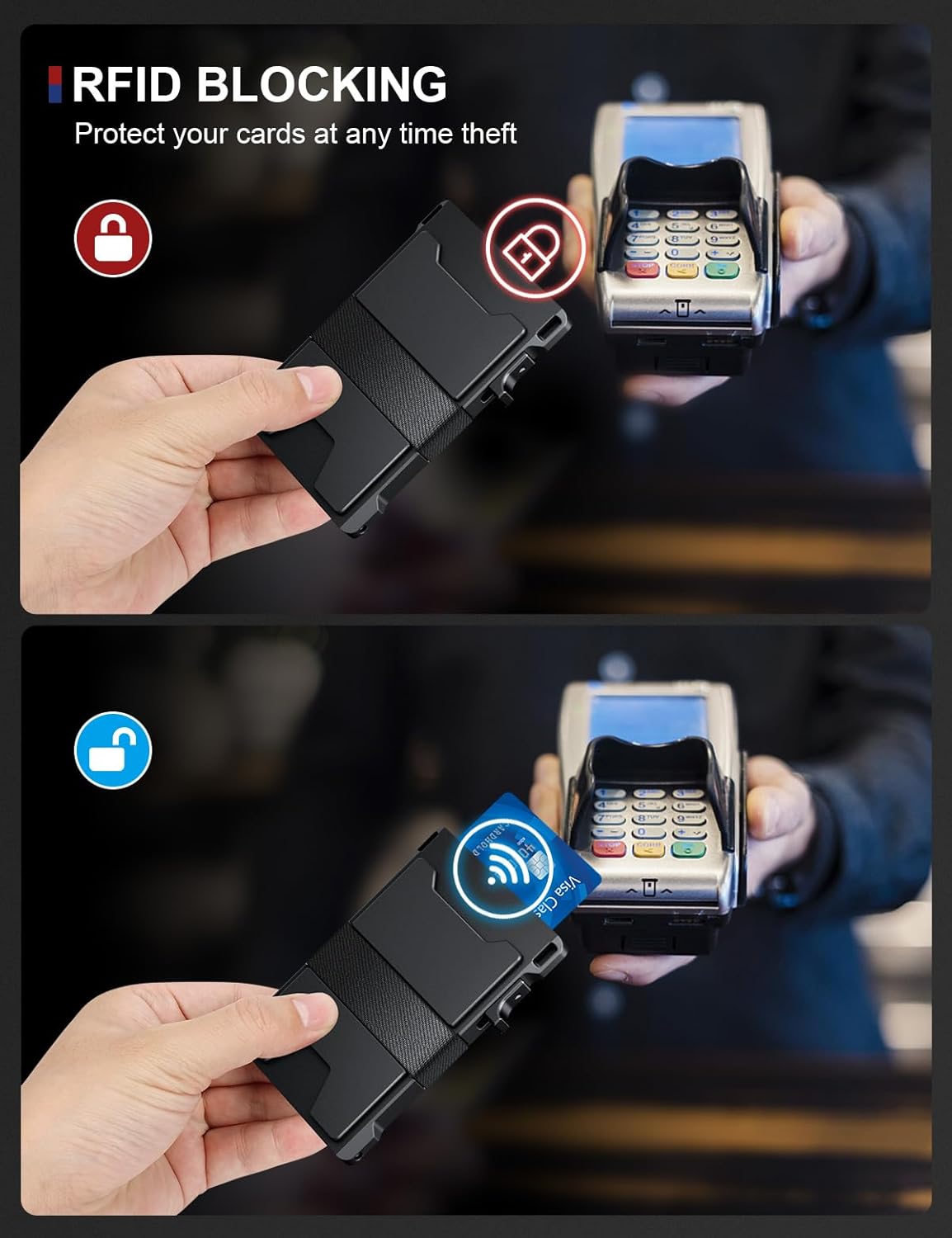 Minimalist Metal Pop Up Wallets, Ultra-Thin Design, Smart Wallet for Men, Front Pocket RFID Blocking Wallets, Holds 12+ Cards Plus Cash thumbnail