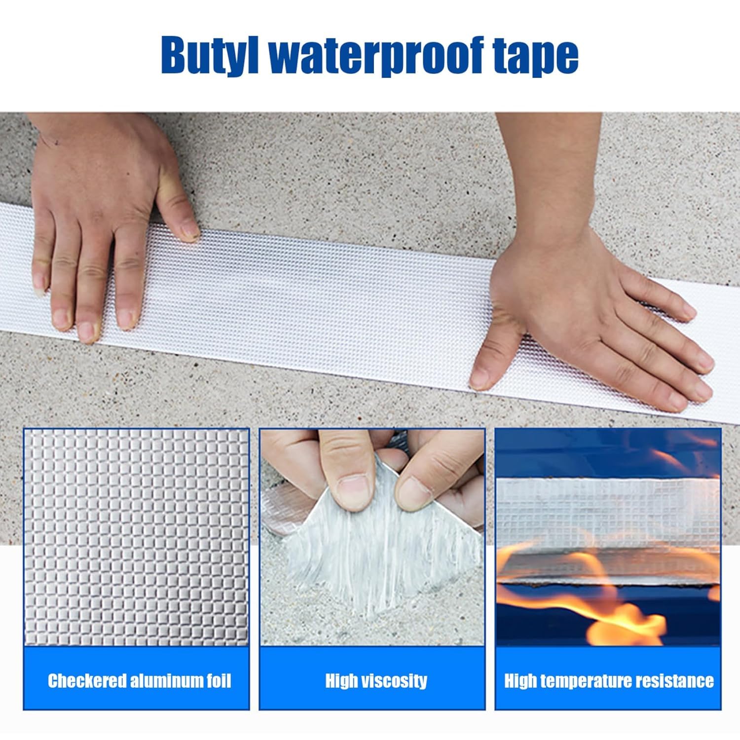 Nastro Butilico,50mm x 5m Nastro Sigillante Impermeabile,Autoadesivo Nastro in Alluminio per Riparazione di Tetti,Grondaie,Perdite