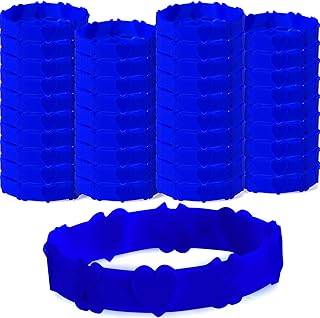 100 Pcs Child Abuse Awareness Colon Cancer Awareness Products Colon Cancer Bracelets Royal Blue Ribbon Rubber Bracelet Bulk Silicone Wristbands for Events Girls Boys