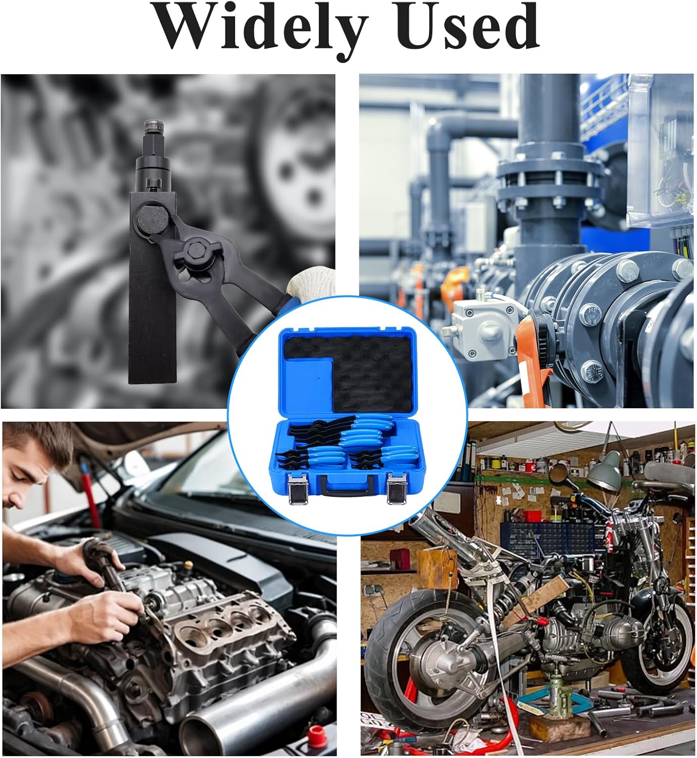 12Pcs Snap Ring Pliers Set, Convertible Internal/External Retaining Ring Pliers Set 0.038in 0.047in 0.070in 0.090in