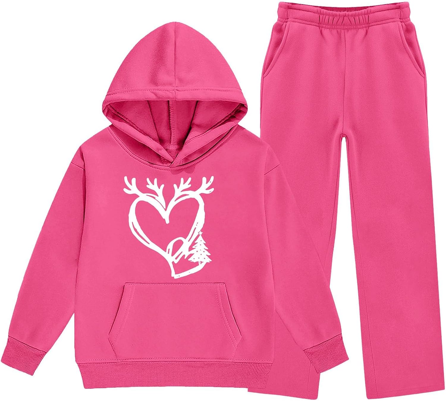 Girls Boys Tracksuit Casual 2 Piece Athletic Outfits Preppy Hoodies Jogger Sweatpants Fall Clothes Set With Pockets