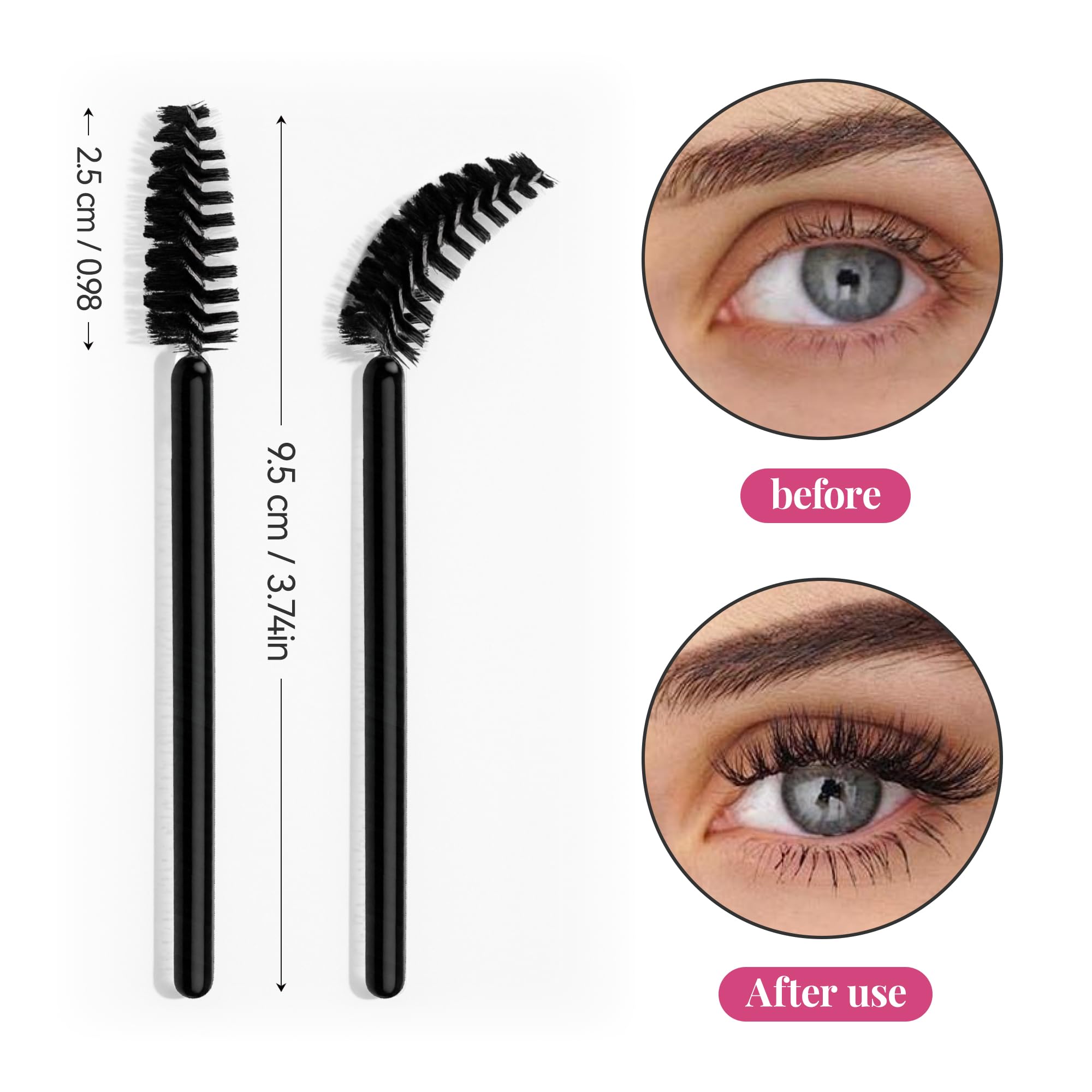 Aujzoo Lot de 40 pinceaux à cils, pinceaux à sourcils, pinceaux à sourcils, brosse à huile de ricin, outils de maquillage cosmétiques