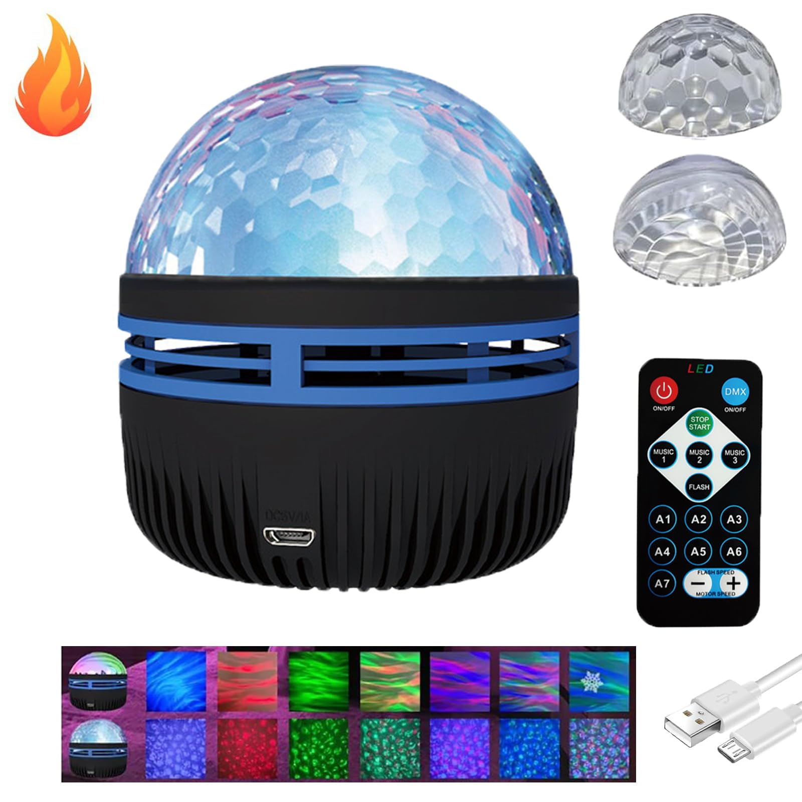 2 in 1 Northern Lights and Ocean Wave Projector - with 14 Light, Effects for Bedroom, Northern Lights Ocean Wave Projector Light, LED Color Changing Lamp for Room Home Decor (1Pcs)