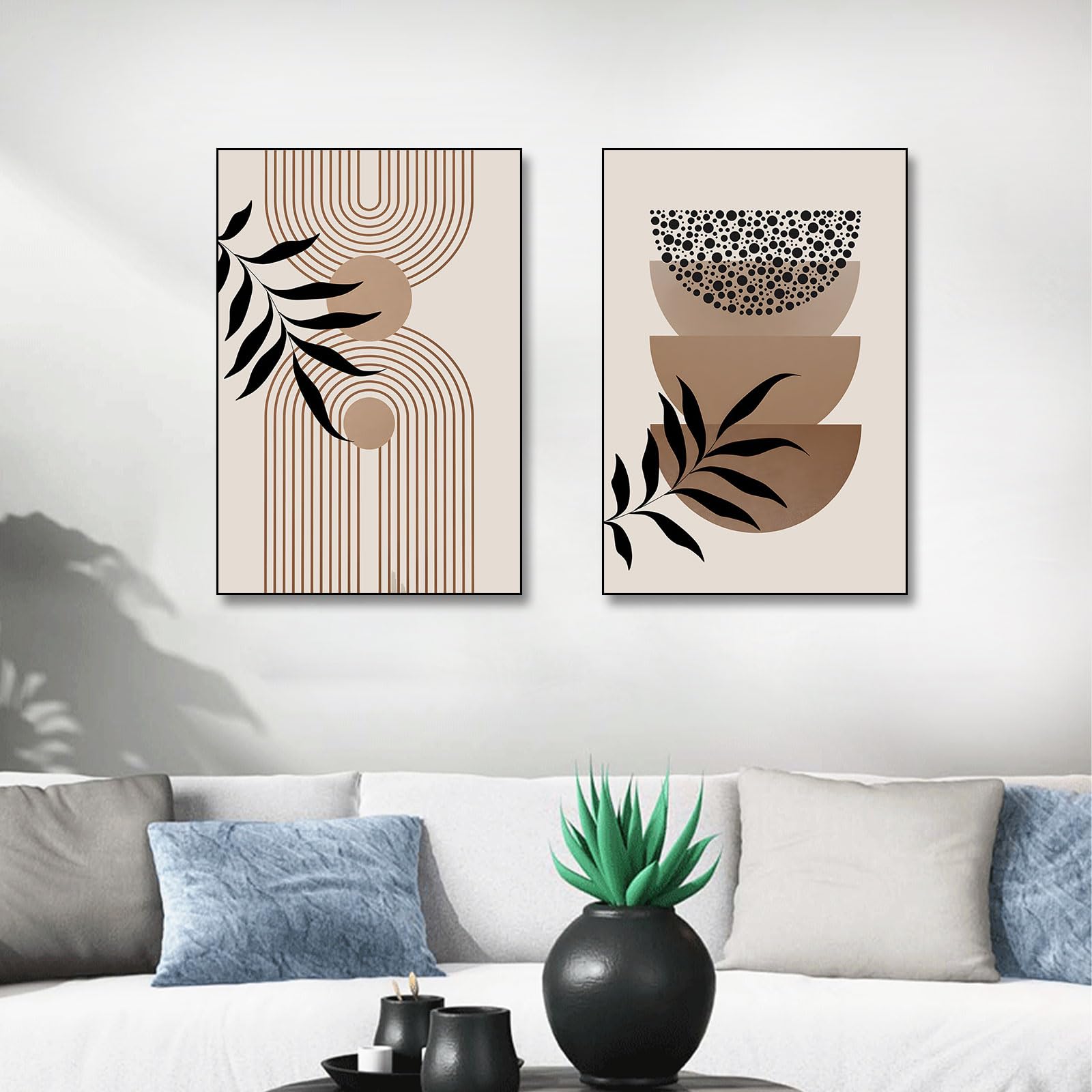 BNREDA Set di 3 poster bohémien, linea astratta, arte da parete, moderna linea geometrica, poster da parete, decorazione da parete, per soggiorno, camera da letto, senza cornice (B, 60 x 90 cm x 3,