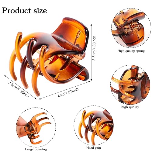 Vista 8 de 12 pinzas para el cabello de tamaño mediano de 1.38 x 1.38 x 1.57 pulgadas, pinzas de agarre antideslizante para mujeres y niñas (negro y marrón)