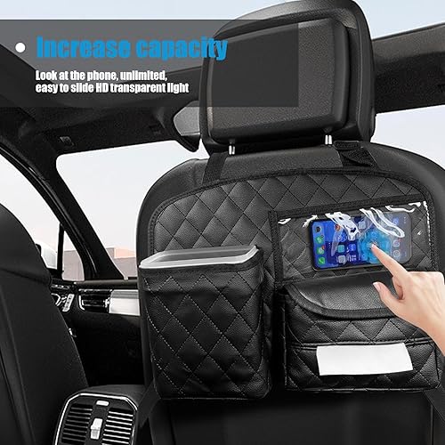 Miniatura 6 de Organizador de respaldo de asiento de automóvil, piel sintética, almacenamiento húmedo y seco, artículos esenciales de viaje para niños, organizador