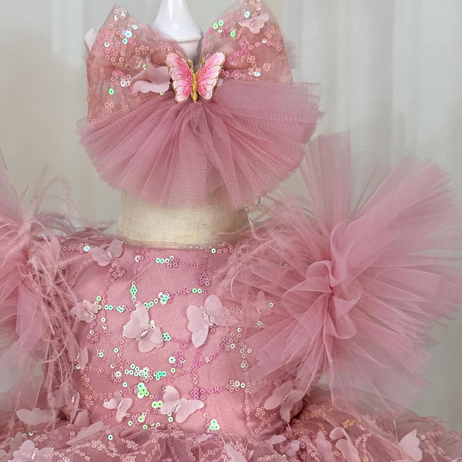 KLFFLGlD Baby Flower Girl Pageant Dresses ButterlyEmbroidered Sequin lace Toddler Formal Wedding PartyPurple Dresses - Image 8