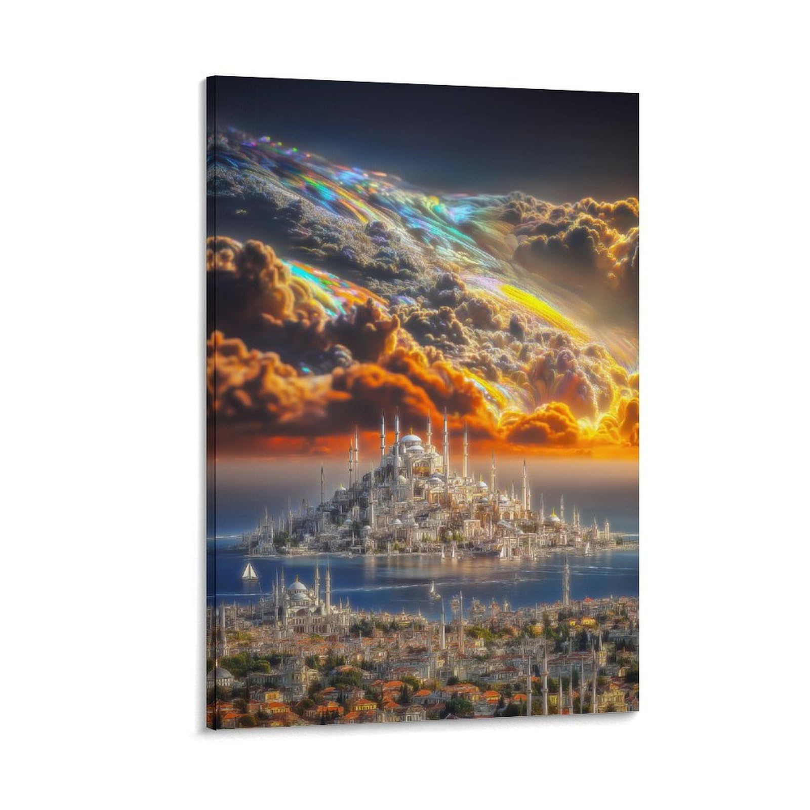 RIAVBAODG Sublime Sunrise,renaissance City Wall Decor Poster Mirage Canvas Prints Picture Modern Wall Art Modern Decor Picture Hanging for Living Room Bedroom Home Decorations 08x12inch(20x30cm)