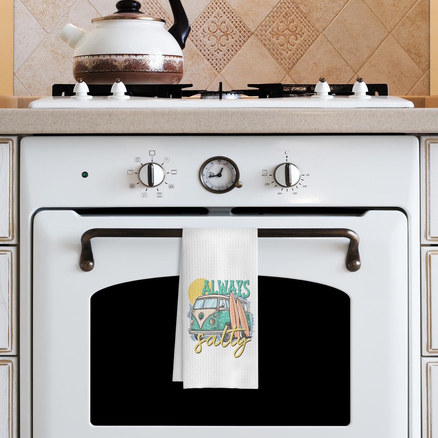 Beach Kitchen Towels - Coastal Summer Surfboard Tropical Palm Tree Decorative Dish Hand Towels for Kitchen Bathroom, Coastal Beach Bathroom Decor, 16x24 Inch - Image 4