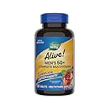 Nature’s Way Alive! Men’s 50+ Complete Multivitamin, Supports Healthy Brain, Eyes & Heart*, High Potency B-Vitamins, Gluten-Free, 130 Tablets (Packaging May Vary)