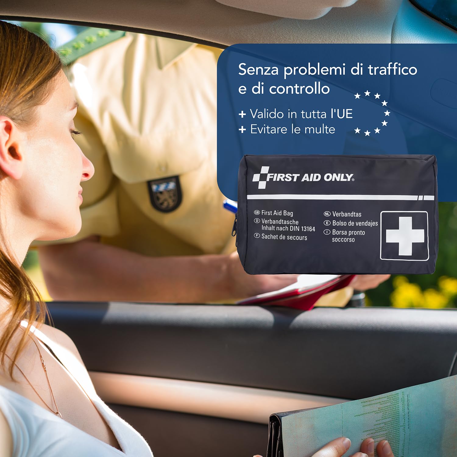 First Aid Only Borsa di pronto soccorso auto DIN 13164 Kit emergenza