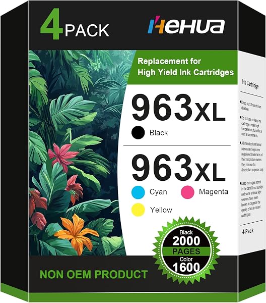 Cartouches d'encre 963 XL compatibles avec HP 963XL pour HP Officejet Pro 9010 9012 9013 9014 9015 9016 9020 9022 9023 9025 Lot de Cartouches d'encre compatibles avec HP 963 XL Lot de 4 - 1