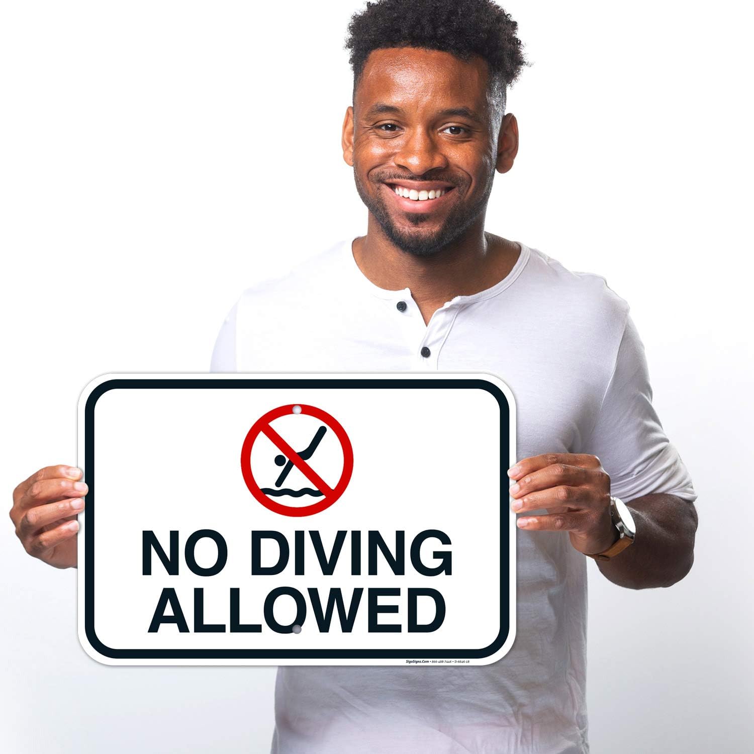 No Diving Allowed Sign, Pool Sign, 12x18 Inches, 55 mil Thick HDPS (high Density polystyrene)