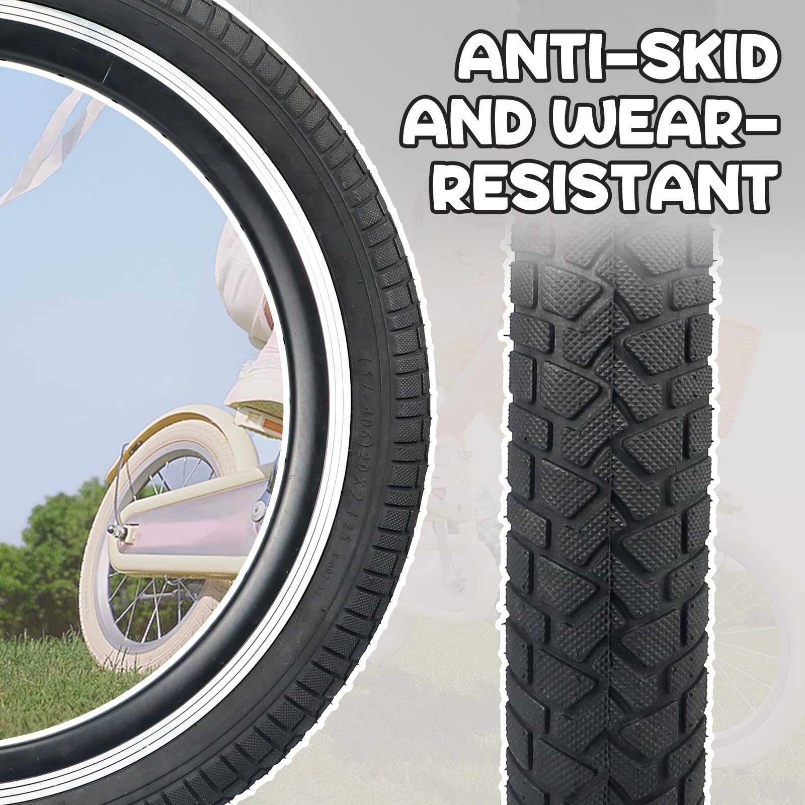 Paire 2 Pneus Pneumatiques 16 X 2.50 Noir 30TPI Kenda Vélo Électrique