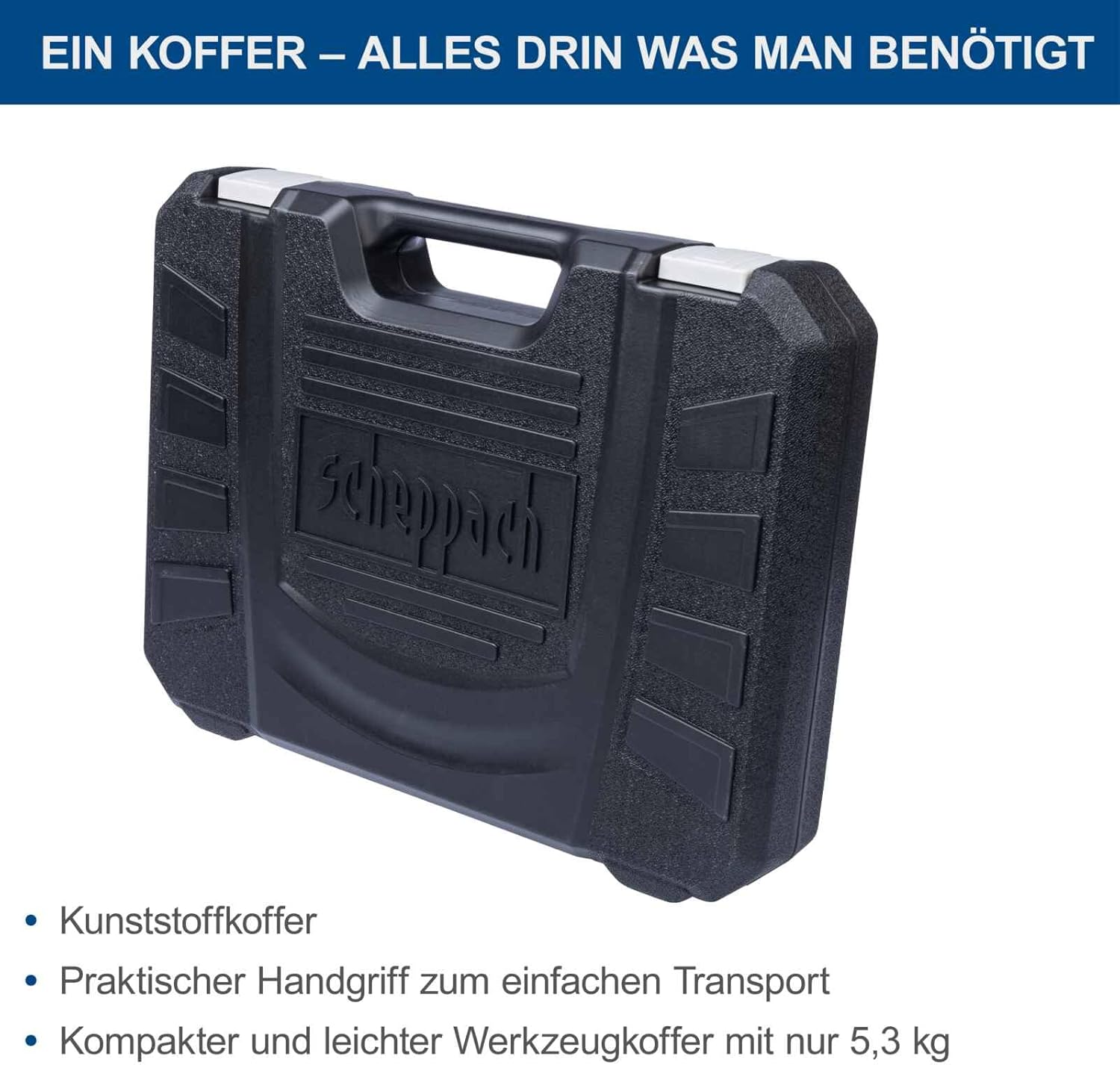 Scheppach Tool Box WZK120 | 97-Piece Tool Set in Sturdy Plastic Case | Tools with Rubberised Handle | Bit Inserts, Screwdrivers, Hex Sockets and Much More