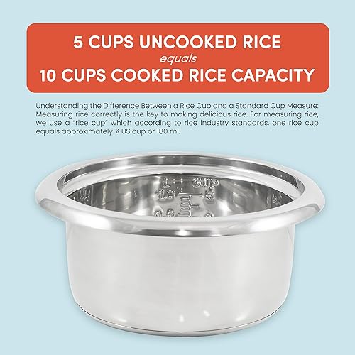 Miniatura 6 de Elite Gourmet ERC2001BX - Arrocera eléctrica de 10 tazas con olla interior de acero inoxidable de grado quirúrgico 304, hace sopas, guisos,