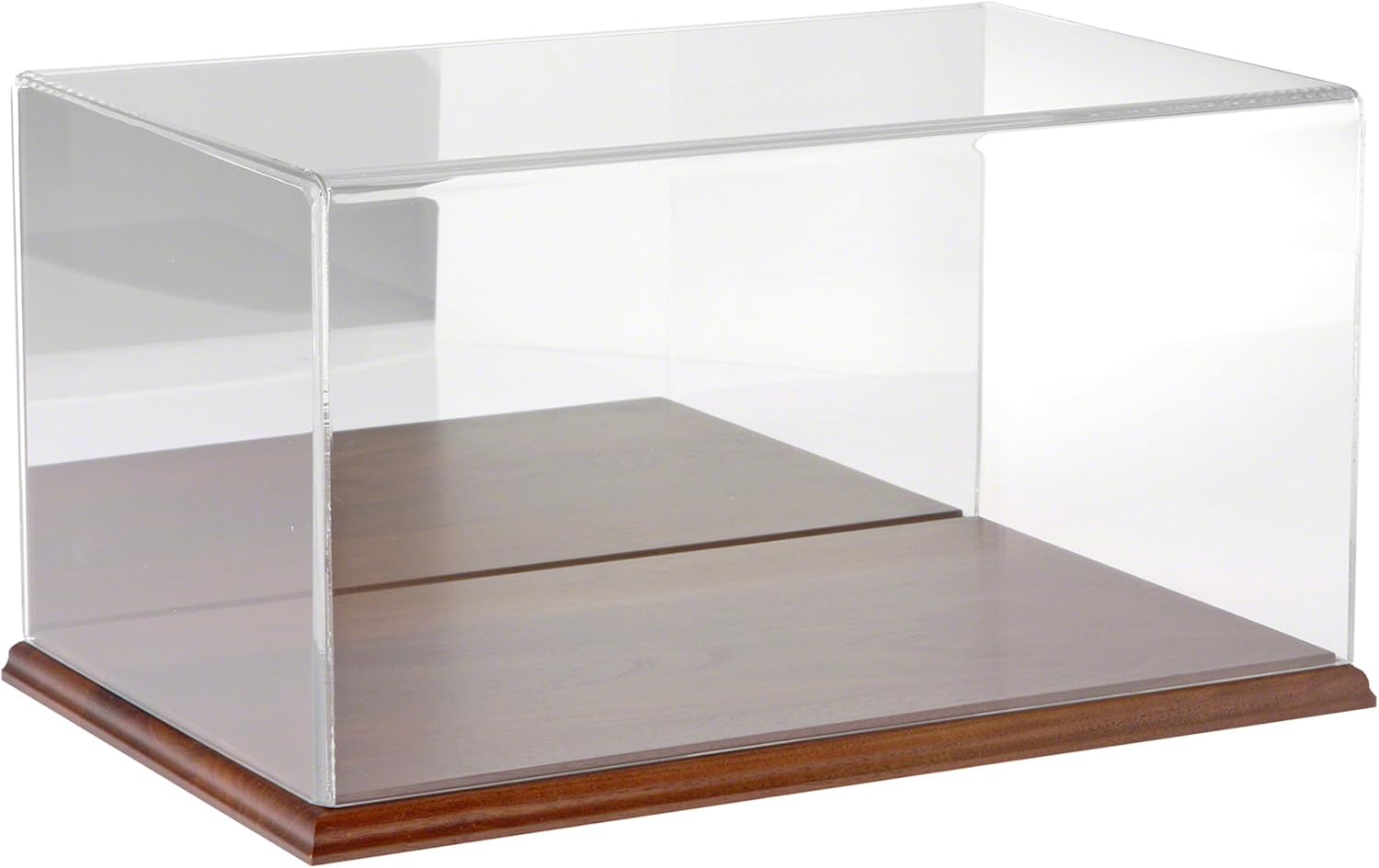 Plymor Clear Acrylic Display Case with Hardwood Base (Mirror Back), 16 W x 10 D x 8 H