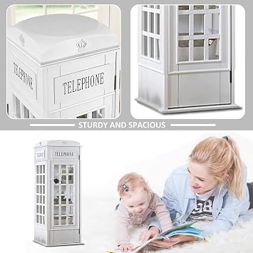 5-tier Wood Bookshelf Telephone Booth Shape,cute Floor Standing Bookcase Storage Rack For Kids&adults,wood London Telephone Booth Storage Shelf cube,decorative Bookshelf Organizer Display Cabinet
