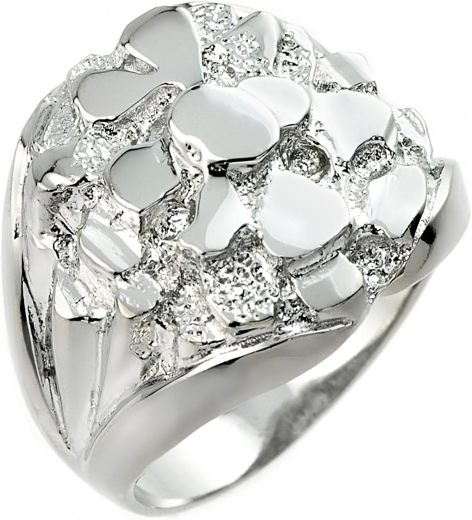 Men's 925 Sterling Silver Nugget Band Ring (Size 12)